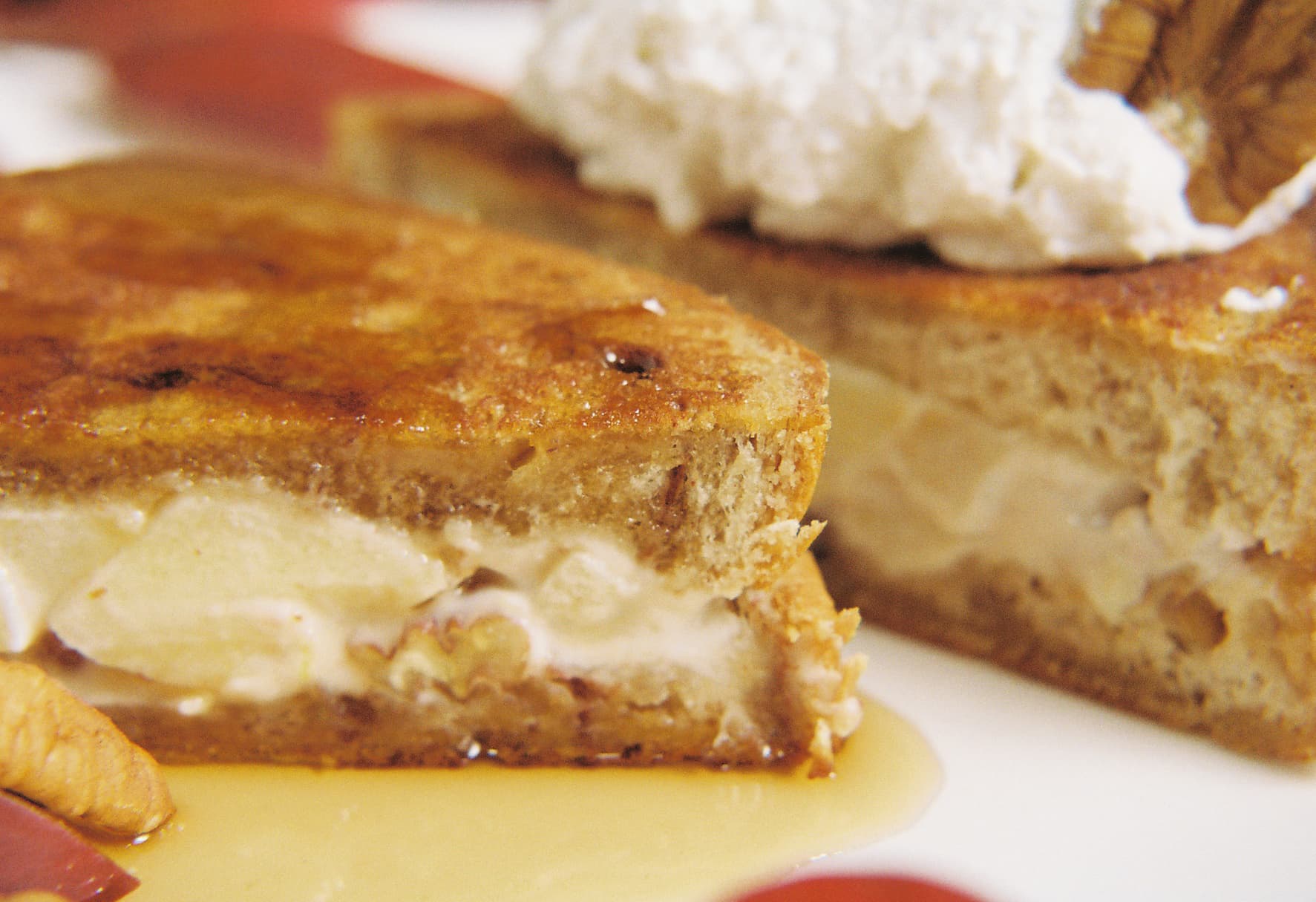Caramel Apple Cream And White Chocolate Stuffed French Toast