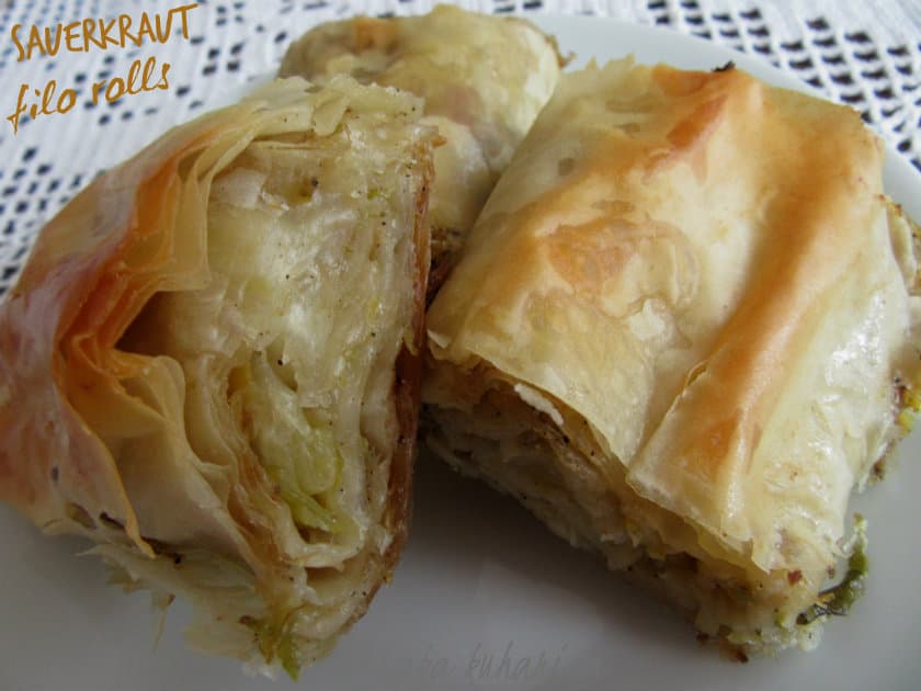 Sauerkraut filo rolls