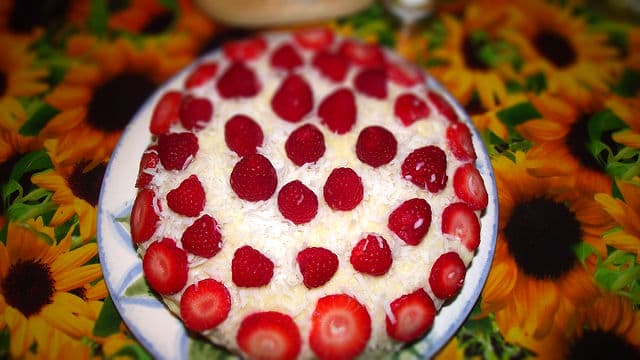Lemon Victoria Sandwich Cake with Raspberries, Strawberries and Clotted cream