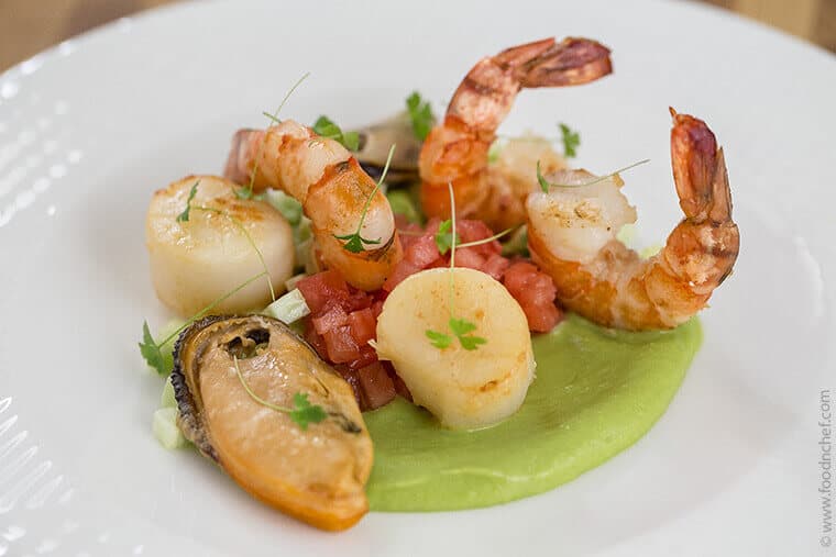 Seafood Salad with Avocado and Wasabi Sauce