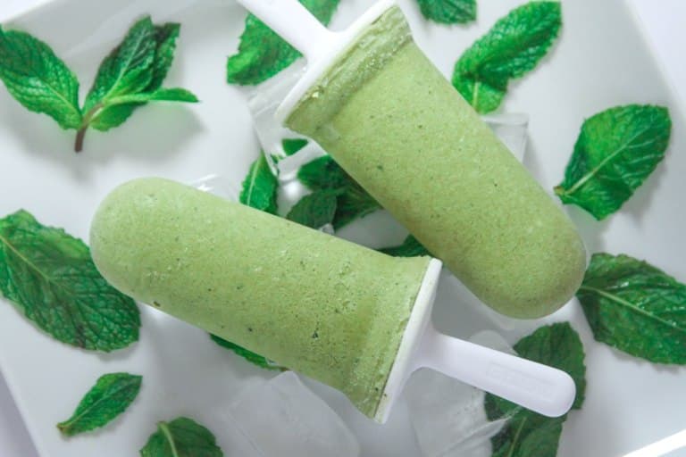 Matcha Yuzu Mango Popsicles with Mint