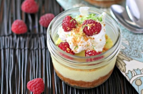 Key Lime and Raspberry Pie in Jars
