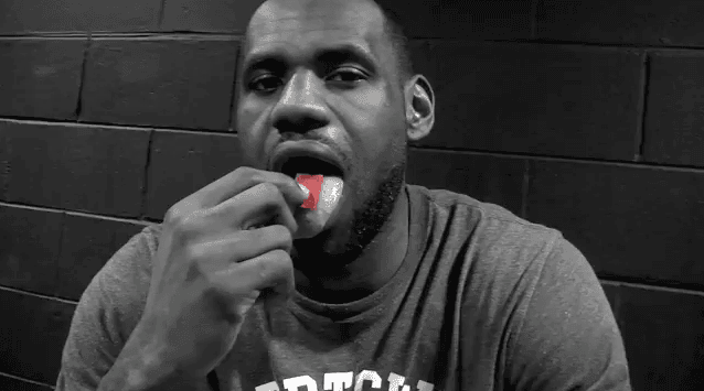 LeBron James eating Sheets energy strip