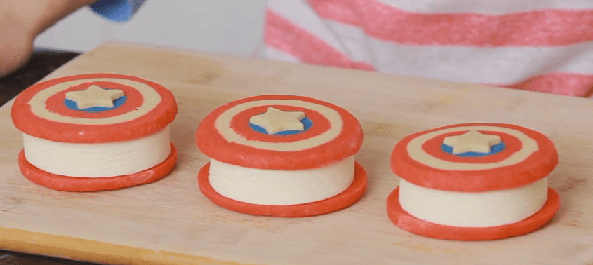 Patriotic Captain America Ice Cream Sandwiches