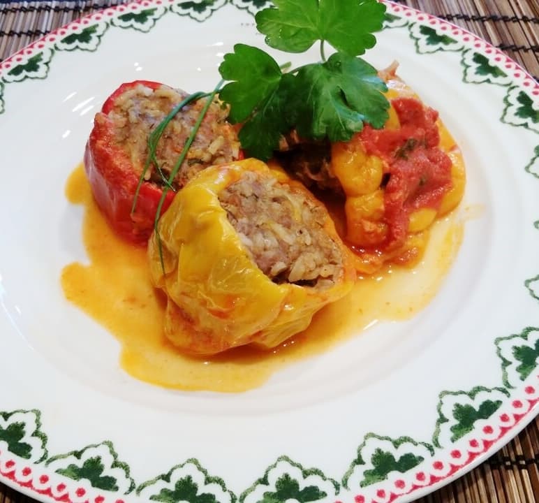 Rice and Mince Stuffed Peppers