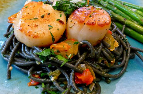 Squid Ink Pasta with Scallops