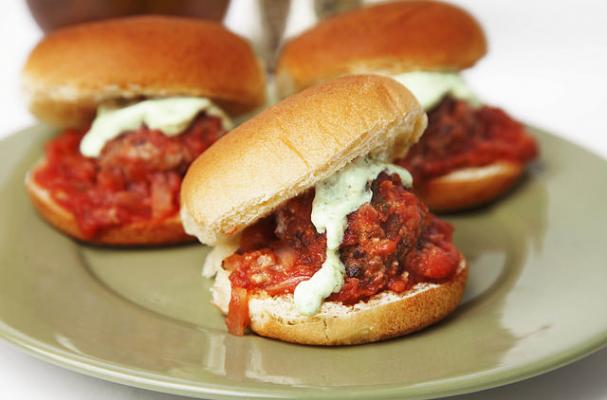 Meatball Sliders with Jalapeño Aioli