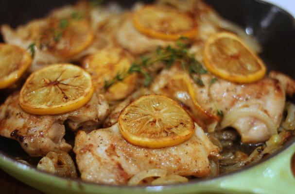 One Skillet Meyer Lemon and Thyme Chicken  