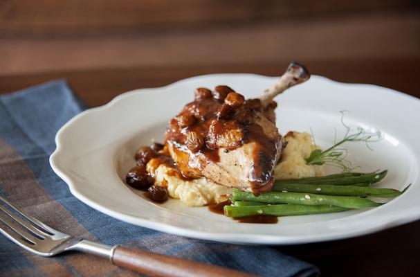 Pan Roasted Chicken with Moonshine Raisin Sauce