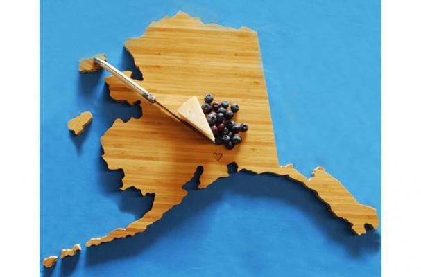 A Heirloom Alaska State  Shaped Cutting Board