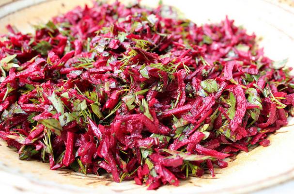 Raw Beet and Herb Salad with Lemon Mustard Vinaigrette