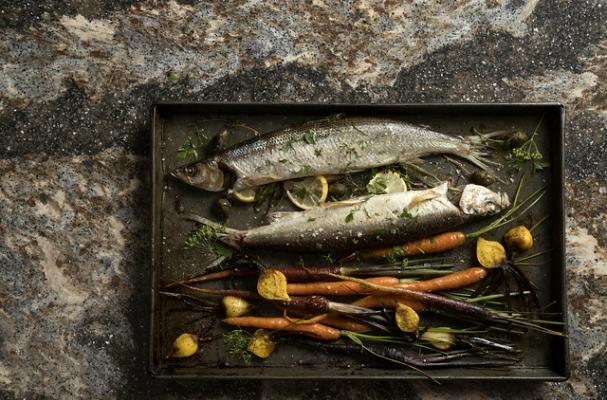 Whole Branzino with Roasted Vegetables