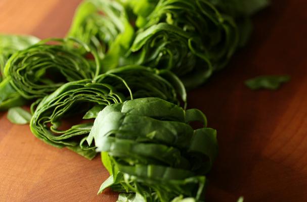 basil chiffonade