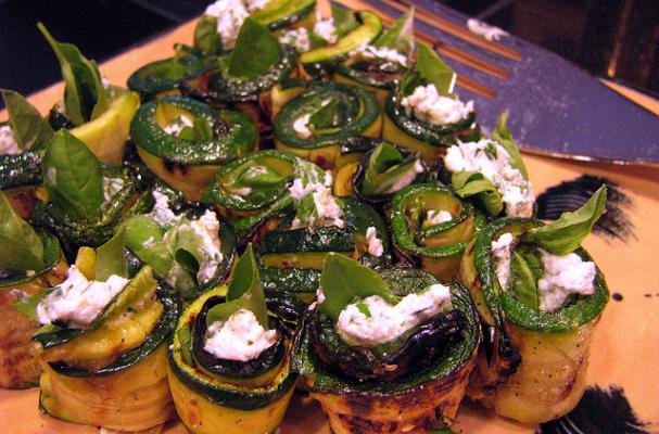 Goat Cheese Stuffed Zucchini Rolls