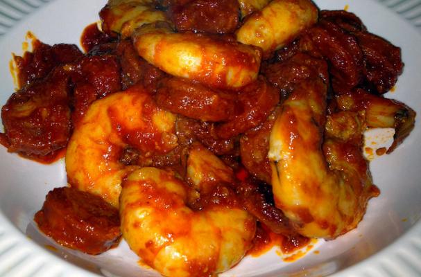  Chorizo and Shrimp in a Spicy Tomato Sauce