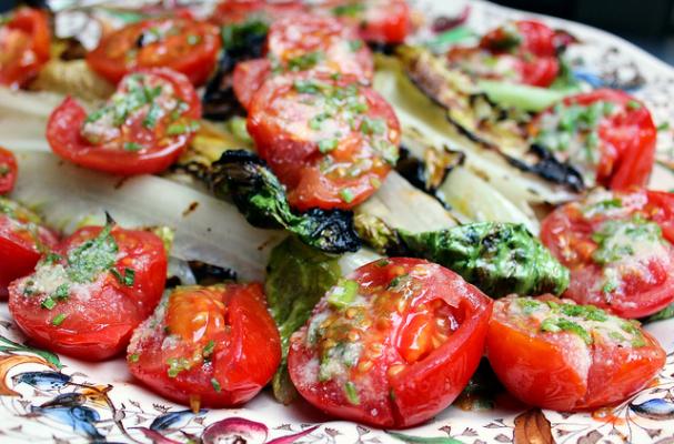 Grilled Romaine and Tomato Salad