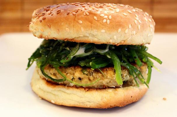 Sesame Tofu Burgers with Wakame and Wasabi Mayo