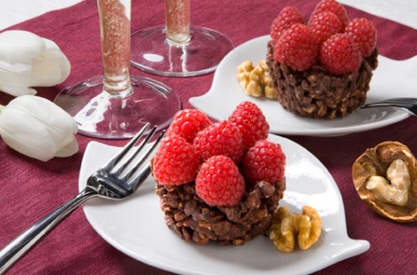 Easy Raspberry and Walnut Chocolate Tartlets