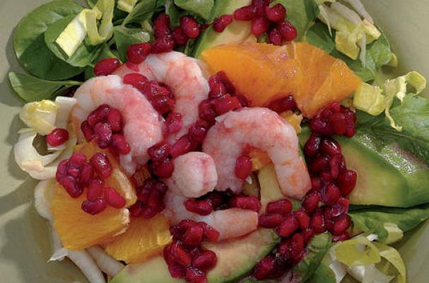 Shrimp Salad with Pomegranate, Orange and Avocado