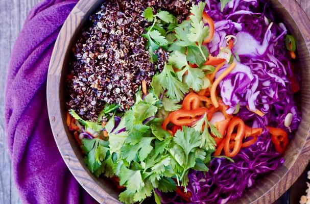 Gluten Free Quinoa Vegetable Slaw with Peanut Dressing
