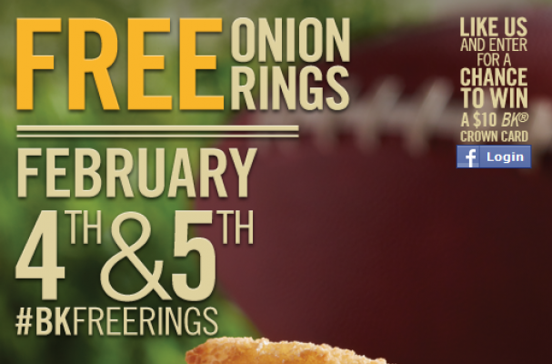Free Onion Rings at Burger King This Weekend