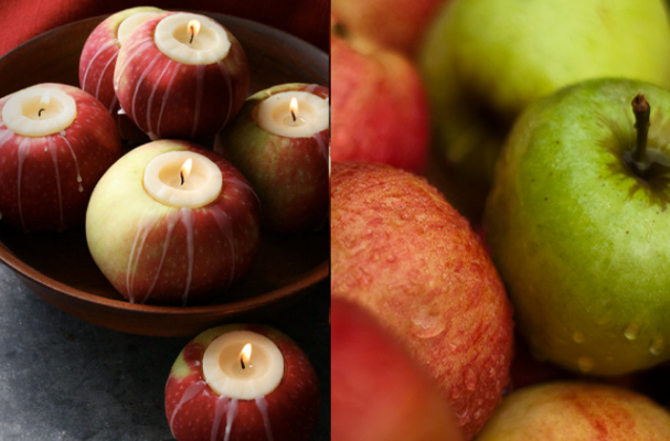 quick and easy DIY apple candle holders