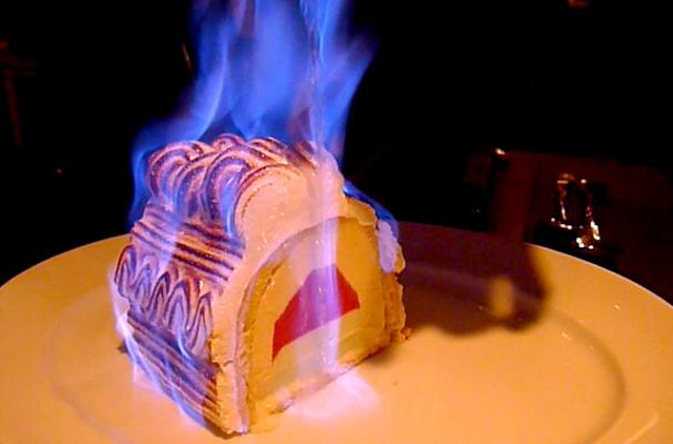 baked alaska bombe flambé