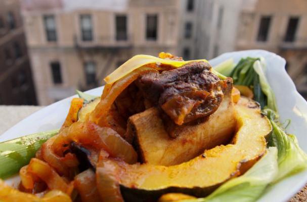 Bbq Ribs with squash and Leeks