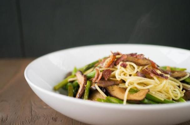 Brown Butter Asparagus and Shiitake Spaghetti