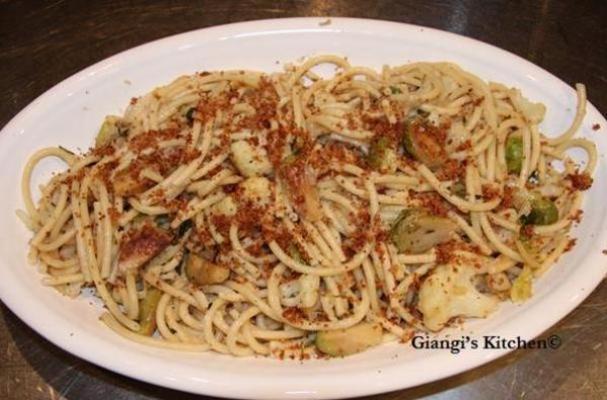 Bucatini with Cauliflower and Brussels Sprouts