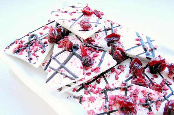 cranberry bark with white milk dark chocolate pistachios nuts