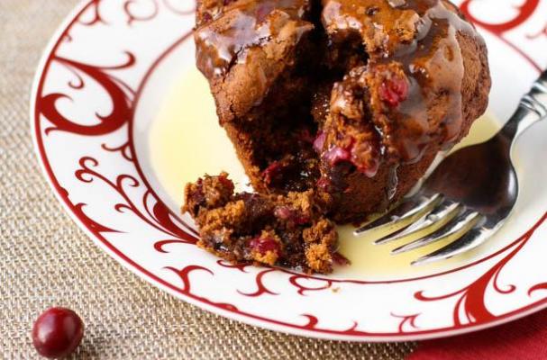 Cranberry Pudding with Vanilla Butter Sauce