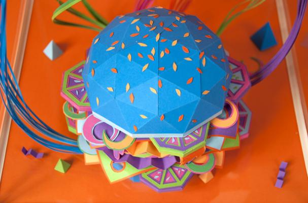 Neon Papercraft Burger