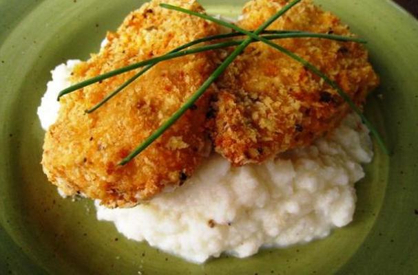 Baked Fried Chicken with Cauliflower Mash