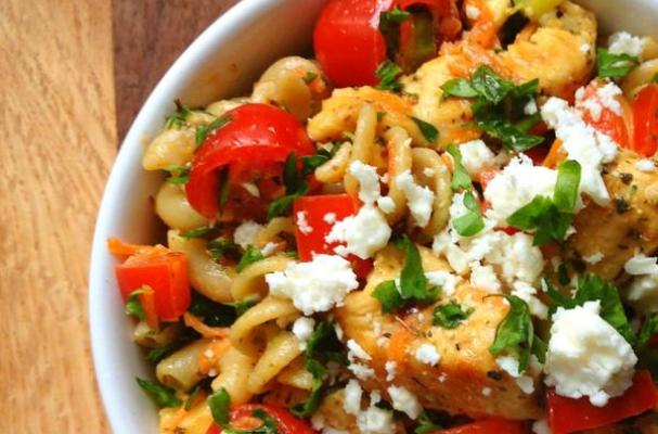 Greek Chicken Pasta Salad with Feta and Herbs Recipe