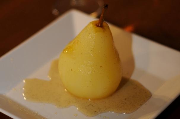 champagne poached pears with vanilla and cardamom anyone?