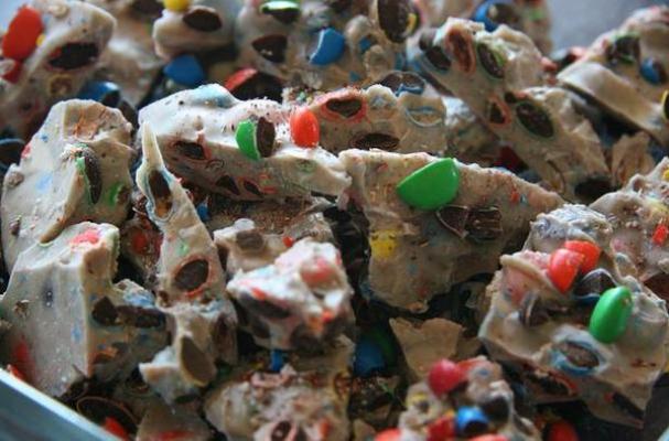 M&M White Chocolate Road Bark