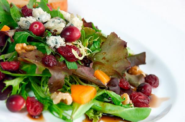 Green Salad with Pomegranate Vinaigrette and Goat Cheese