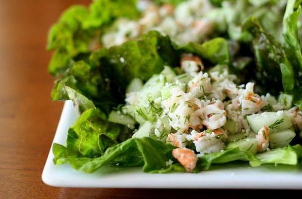 Shrimp and Cucumber Lettuce Wraps with Fresh Dill