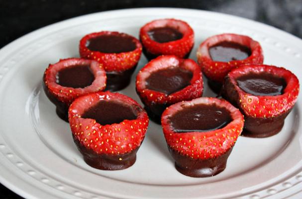 Chocolate-Covered Strawberry Shot Glasses