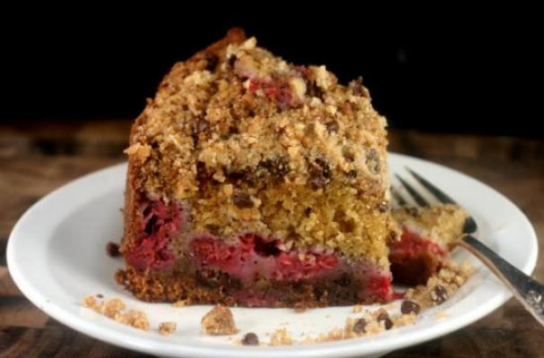 Raspberry Brown Butter Pecan Chocolate Chip Streusel Cake