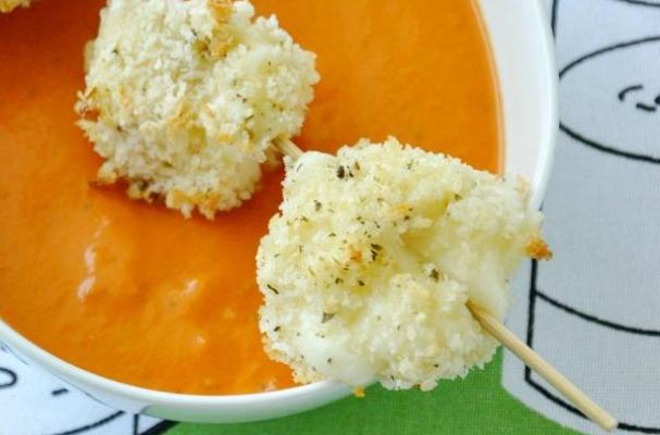 Creamy Tomato Soup with Panko-Crusted Mozzarella Balls