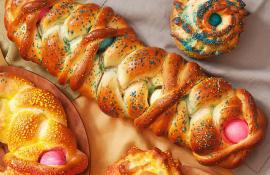 Easter Bread with Colored Eggs