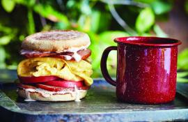 Canadian Bacon, Tomato, and Egg Campfire Stacks