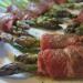 lamb and beef wrapped asparagus